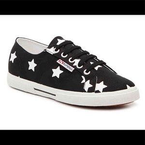 Black and white star power sneakers